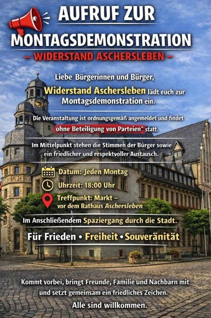 Flyer: Montagsdemonstration Aschersleben